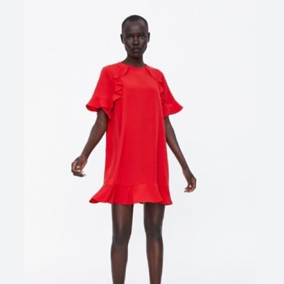 Zara Ruffle Dress Size XS - Picture 1 of 6